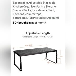 Adjustable Black Kitchen Organizer Shelf
